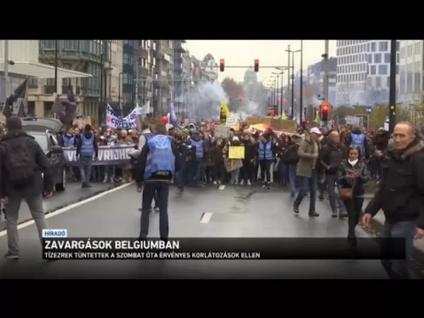 35 ezres tüntetés Brüsszelben, majd zavargások