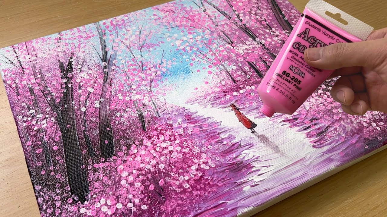 Ragyogó rózsaszín erdő festése