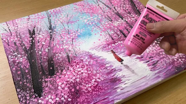 Ragyogó rózsaszín erdő festése
