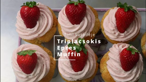 Legegyszerűbb triplacsokis epres muffin 🧁