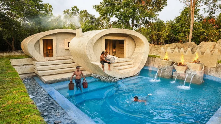 Luxus lakás úszómedencével a dzsungelben 149 nap alatt! Így épült videó! Hihetetlen!