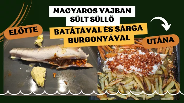 Magyaros vajban sült süllő batátával és sárga burgonyával