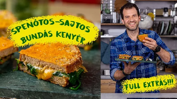 FULL EXTRÁS spenótos-sonkás-sajtos BUNDÁSKENYÉR-SZENDVICS 🧀🥪