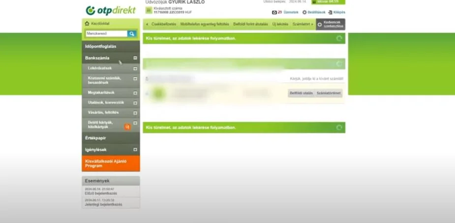 OTP bank direkt alkalmazás számlakivonat