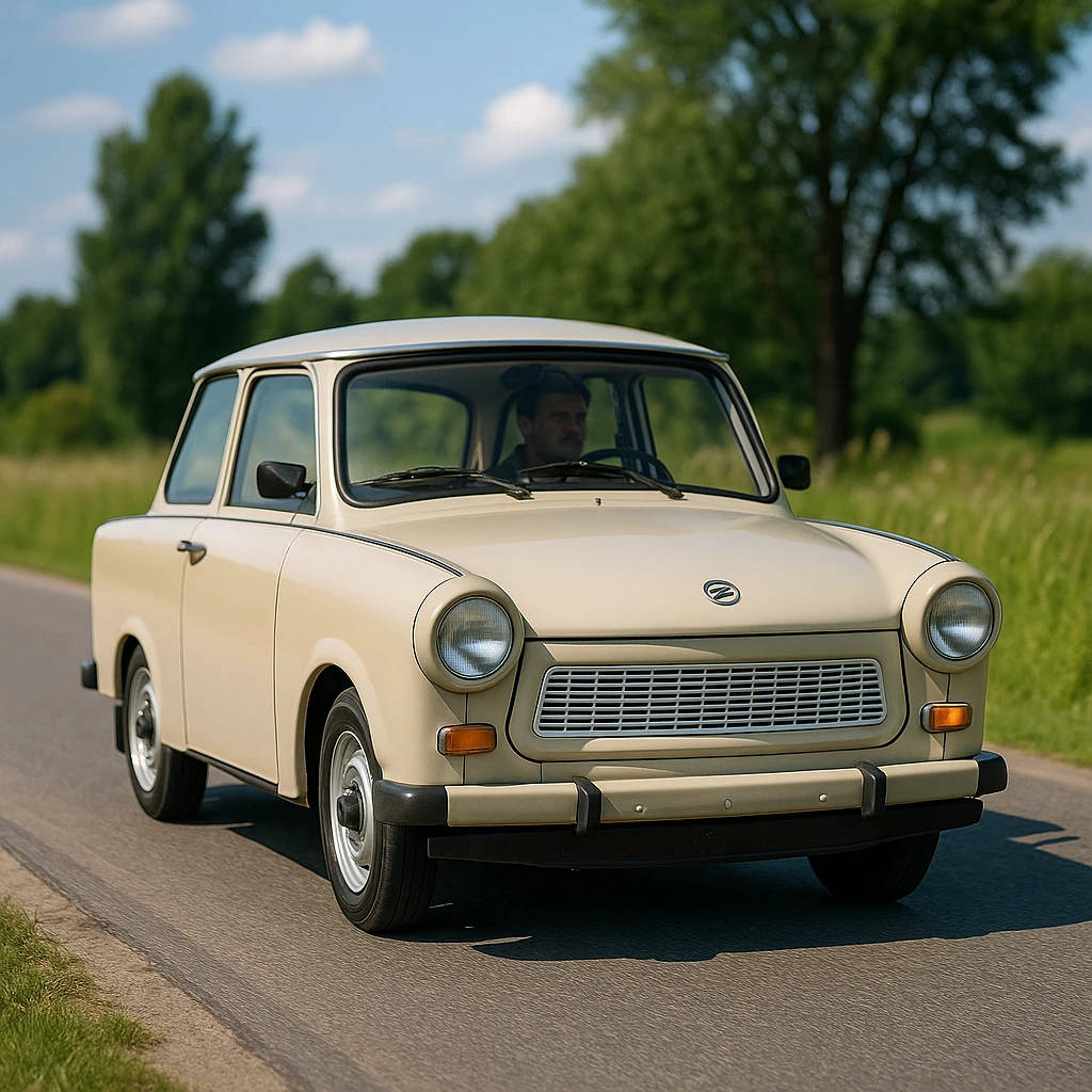 trabant autó nyár vezetés gumiabroncs
