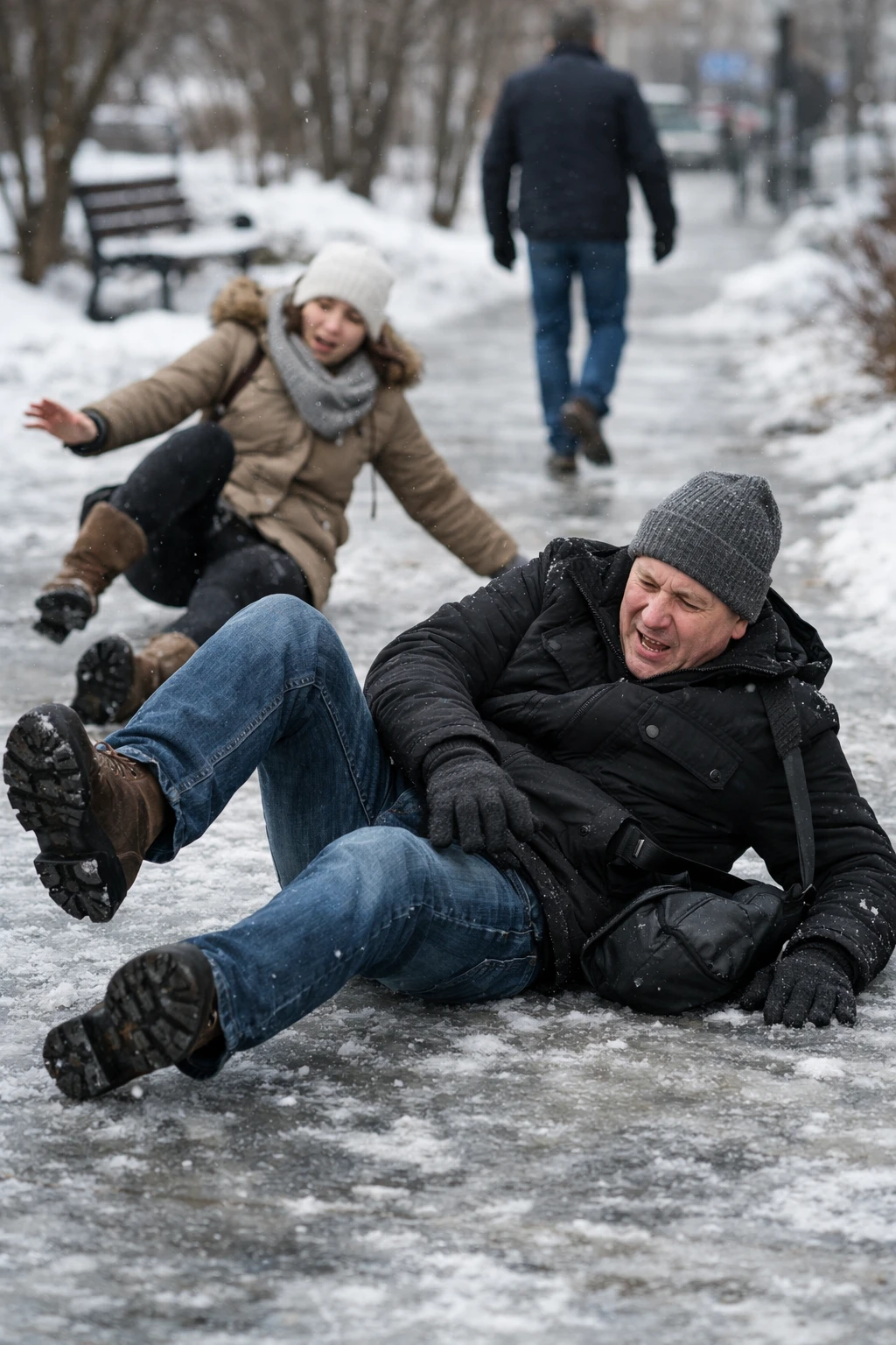 jeges járda baleset