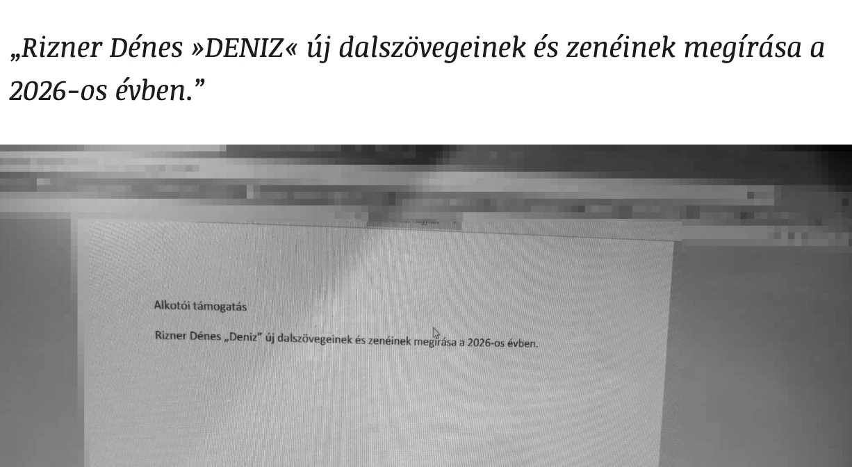 Rizner Dénes »DENIZ« NKA pályázata