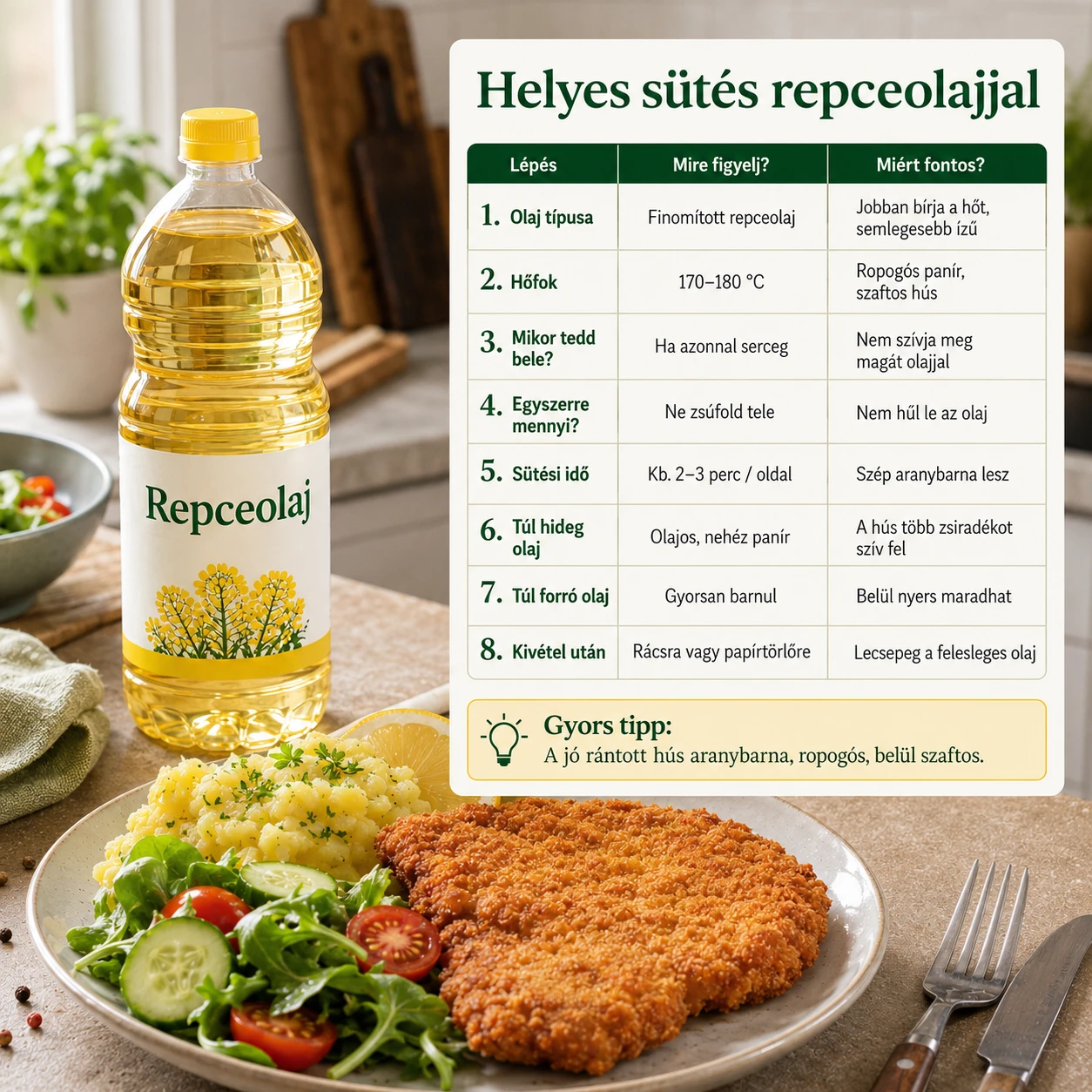 rántott hús repceolaj  helyes sütés