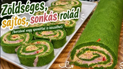 Zöldséges sonkás-sajtos tekercs, ami hidegen a legfinomabb