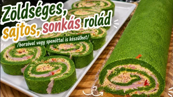 Zöldséges sonkás-sajtos tekercs, ami hidegen a legfinomabb