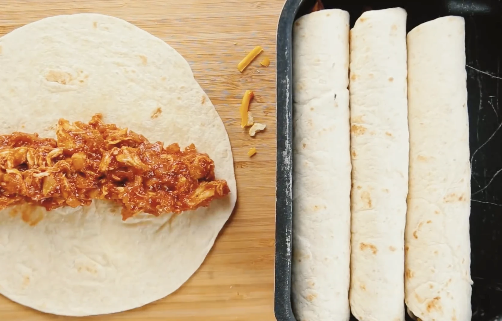 Csirkés enchilada összeállítás